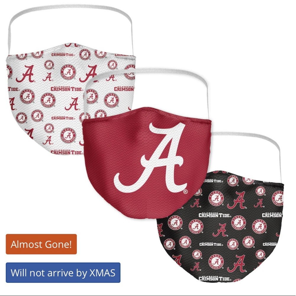 Alabama Crimson Tide Facemasks set of three brand new NCAA fanatics